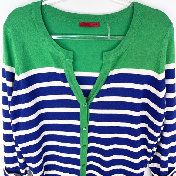 RED by Saks Fifth Avenue Women’s Cardigan Size XL Blue Green Colorblock XL - Picture 2 of 9